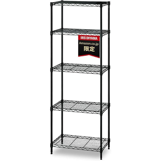 Iris Ohyama Matte color rack that blends in with your room Metal rack Color metal rack body Wagon 55cm width 5 tiers Matte color Black Pole diameter 19mm Load capacity 100kg Width 55 x Depth 35 x Height 160cm CMM- 55165