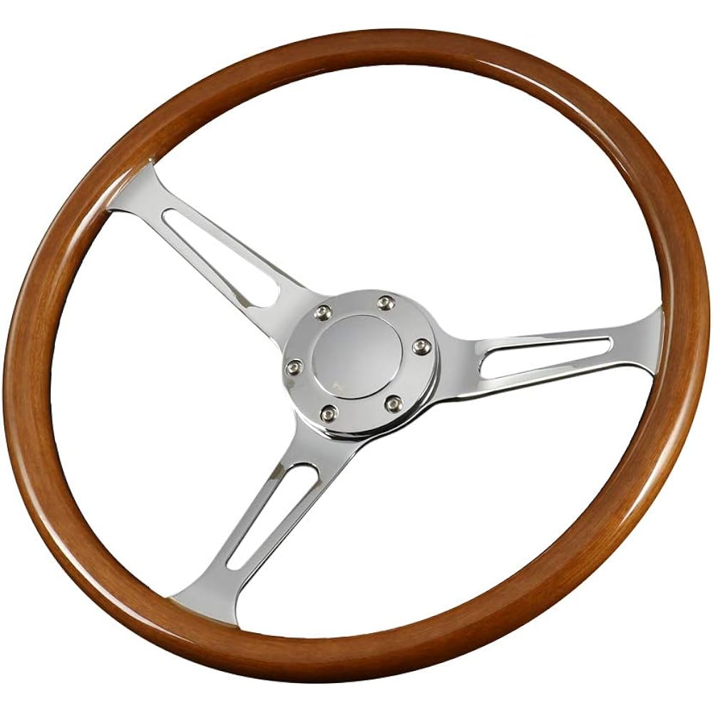 Deporacing Steering Wood Steering 37.5Φ Wood & Polish Classic Type Large Diameter 38φ37.5cm [N375W]