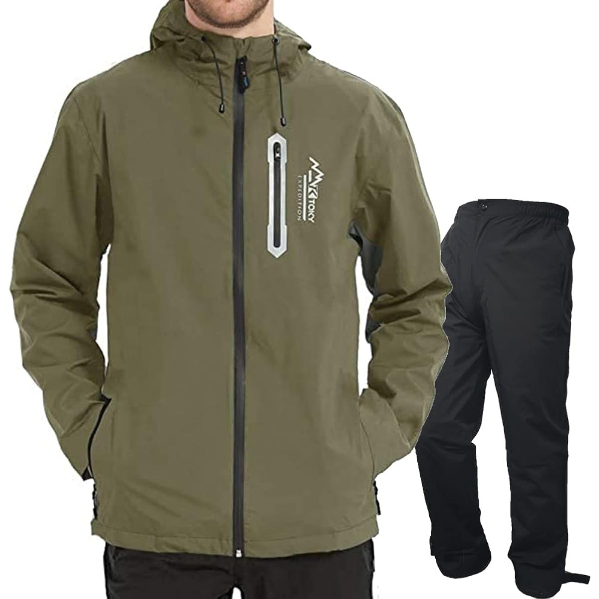 [Arashiyama] Men's Golf Rain Wear, Top and Bottom Set, Bike Coat, Rain Suit, Mountain Parka, Golf, Mountain Climbing [Cold Protection, Waterproof, Windproof] Outdoor Windbreaker, For Fishing, Bicycles, Commuting (Green, S)