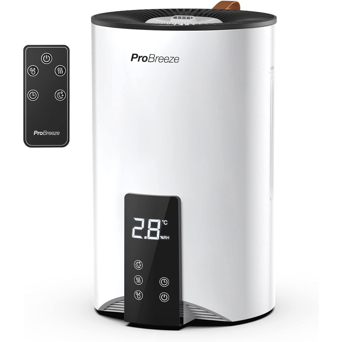 Pro Breeze Humidifier, Top Water Supply, Humidifier, Tabletop, 3.5L Humidifier, Plastic, Large Capacity, Aroma Diffuser Included, 3 Levels of Mist Adjustment, Compatible with Hypochlorite Oxygen Water, Prevents Dry Cooking, Digital Display, Easy to Clean