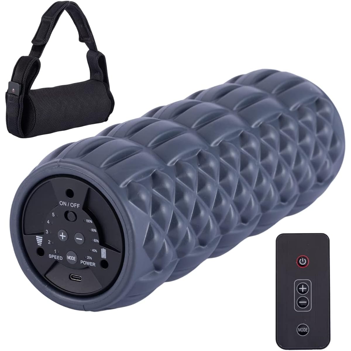 stan Foam Roller Electric Stretch Pole Vibration Myofascial Release Trigger Point USB [Skin-friendly EVA material] (Navy, ver.2)
