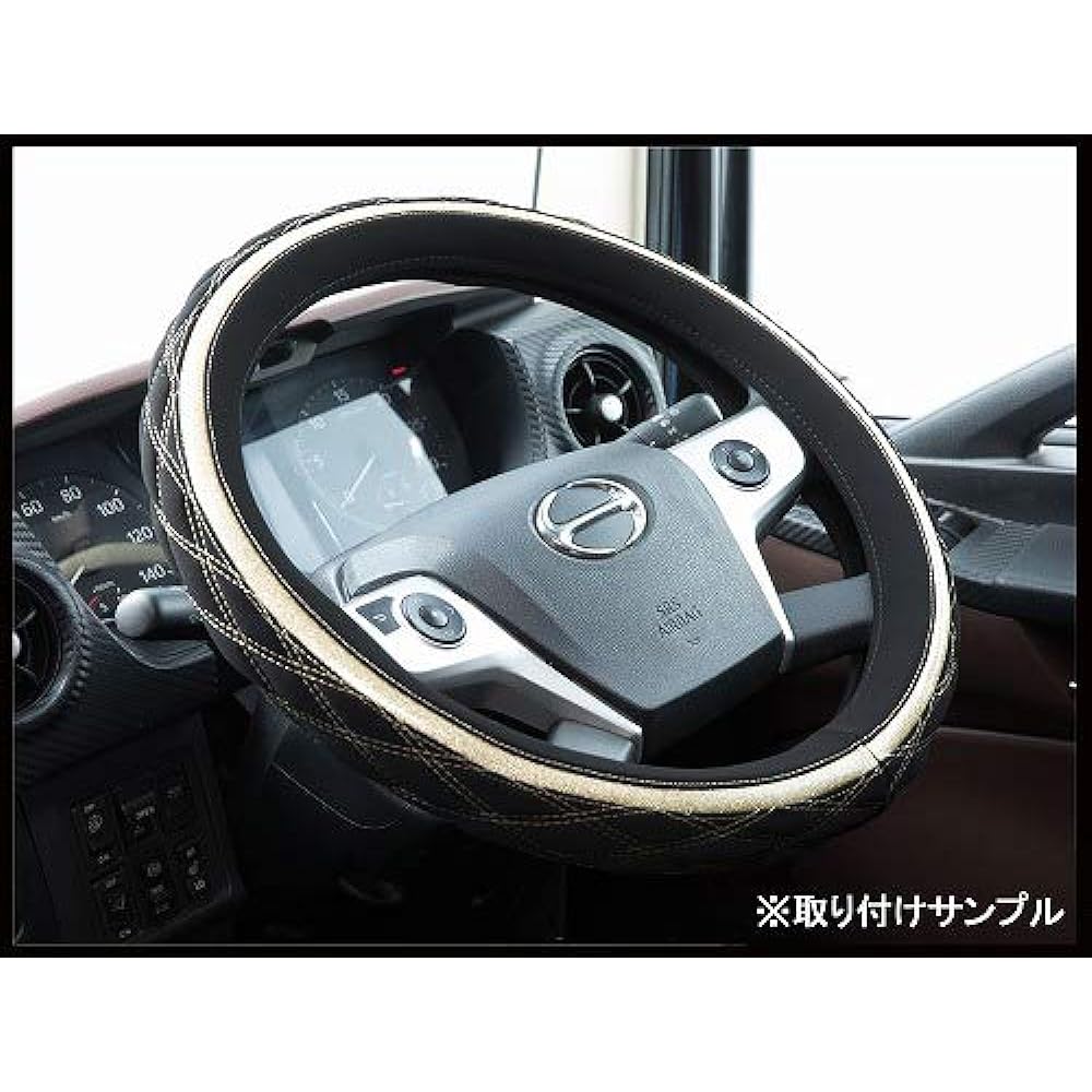 [Stock Clearance Big Deal!!] Berti Steering Wheel Cover Circle Black/Champagne Gold 2L [Sold out as soon as it runs out!!]