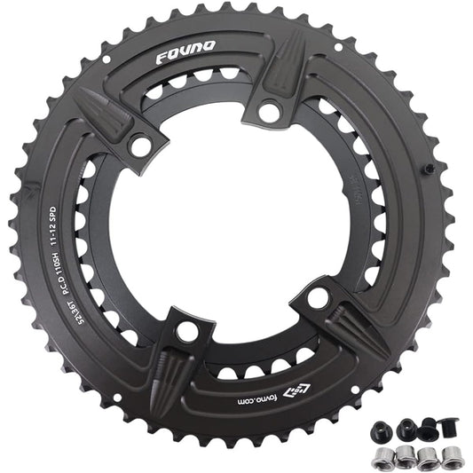 DJC Double Bike Chainring 2x Round Road Bike Gravel for R7100/R8100/R9200/R7000/R8000/R9100/R9000/4700/5800/6800/R2000/R3000 with 4 Bolts