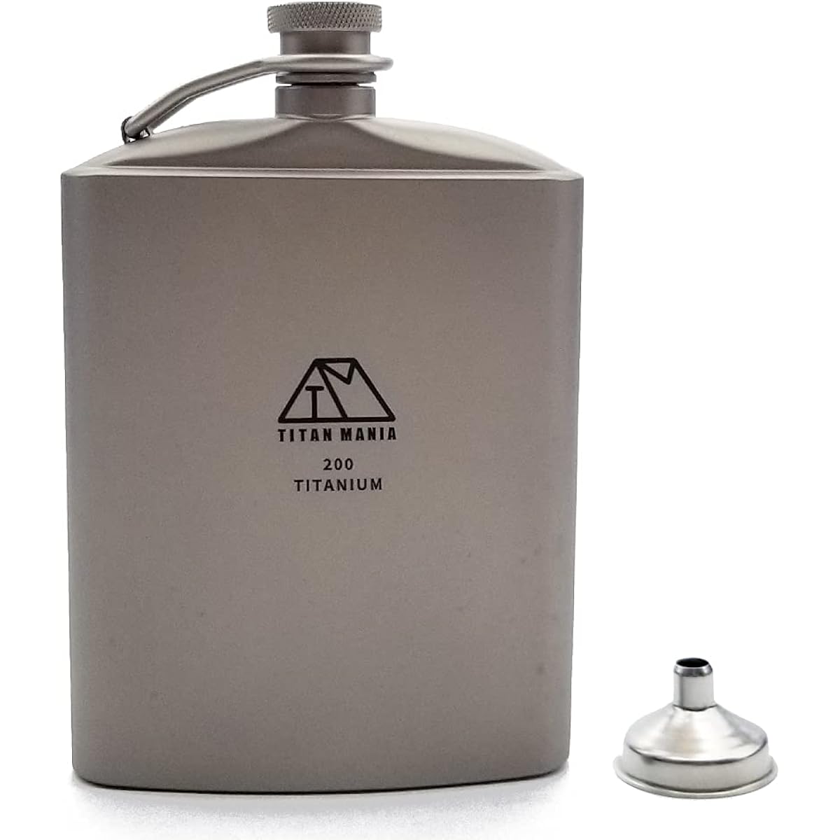 TITAN MANIA Skittles, Titanium, U-shaped, 200ml, with Funnel, Lightweight, Hip Flask, Portable, Stylish, Whiskey, Portable, Travel, Alcohol Water Bottle, Solo Camping, Barbecue, Outdoor Camping Equipment, Storage Bag Included