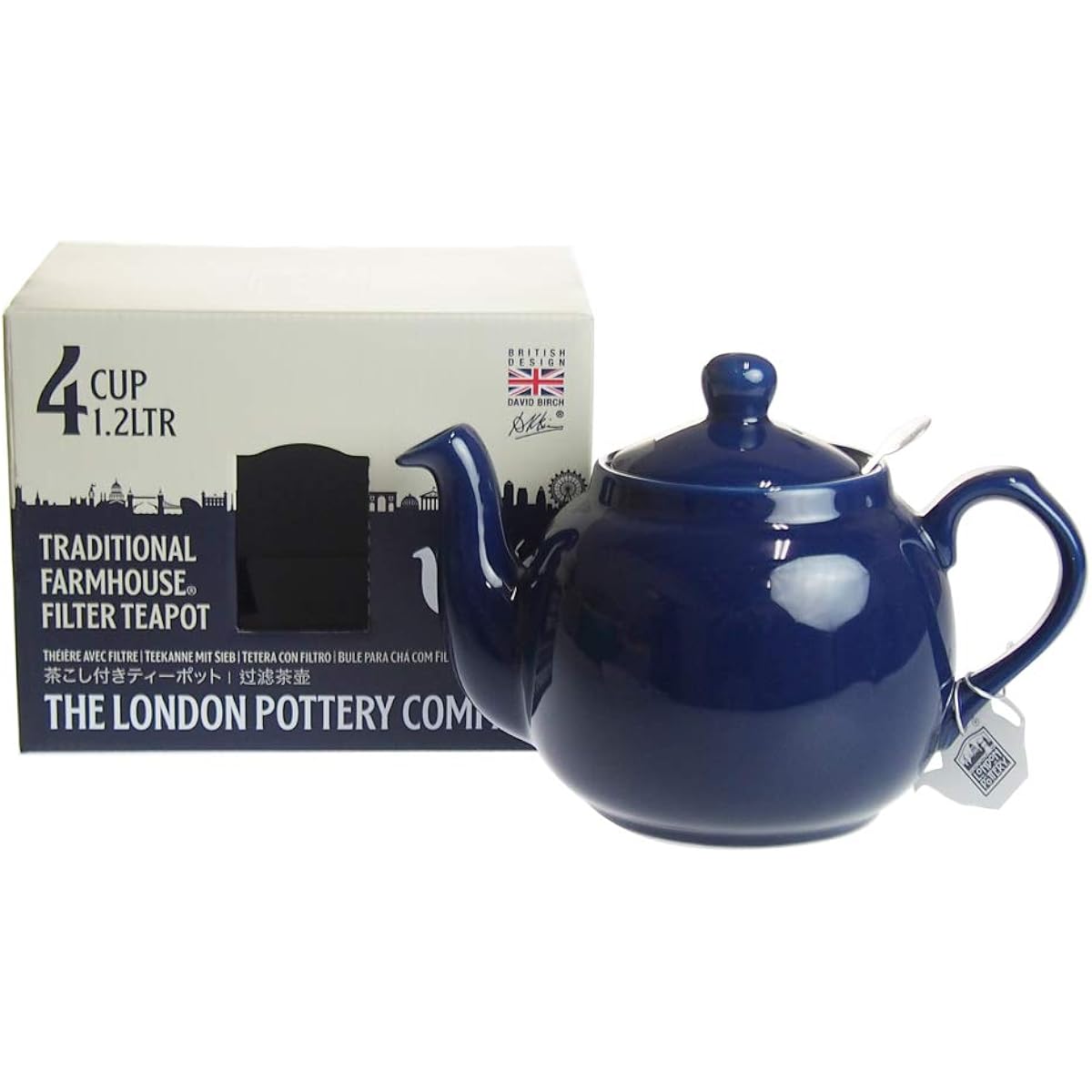 LONDON POTTERY Farmhouse Teapot for 4 Cups Cobalt Blue