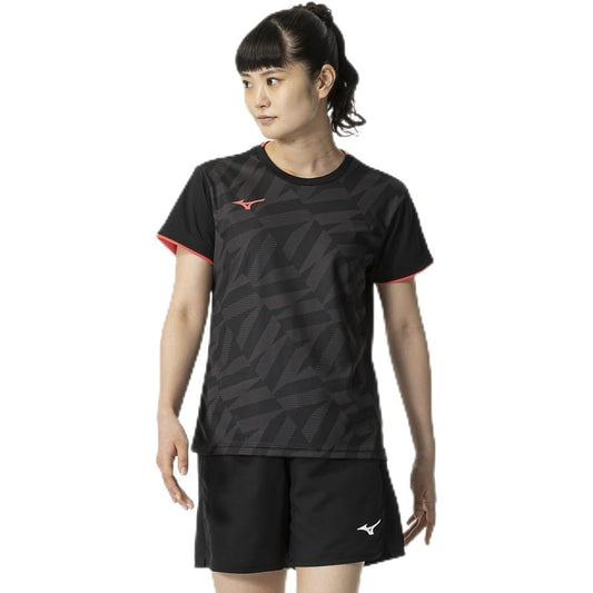 [Mizuno] Tennis Badminton Game Shirt, Short Sleeve, Sweat Absorbent, Quick Drying, Dynamotion Fit, Certified by Japan Badminton Association, 62JAB228 Women's