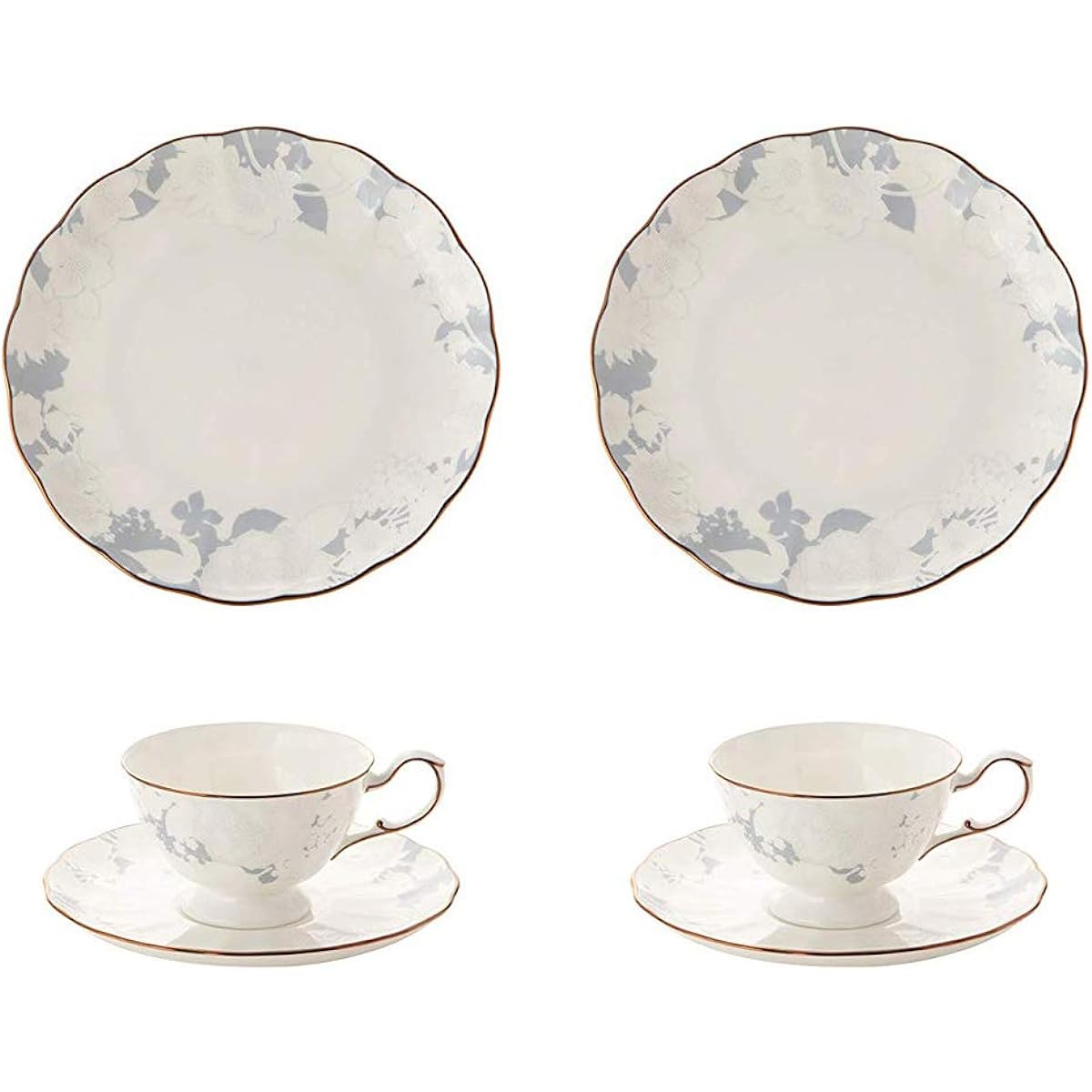 NARUMI Tableware Set Rose Blanche Set of 6 52187-23122 Cup Saucer Set 6 Pieces Diameter 19cm