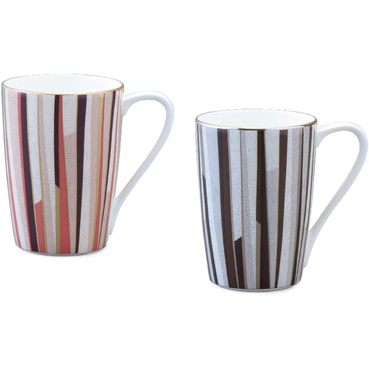 NARUMI Pair Mug Shagreen 380cc 2 Pattern Set Black Orange Modern Simple Pattern Large Present Gift Box Included 97195-21746