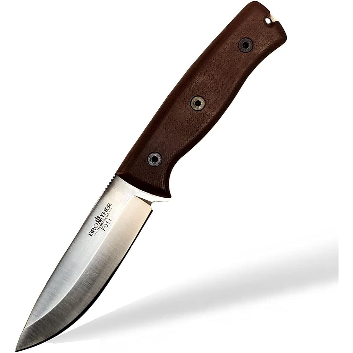 BROTHER -F011 Brown Sheath Knife Brother Knife Scandi Grind Micarta D2 60-61 HRC