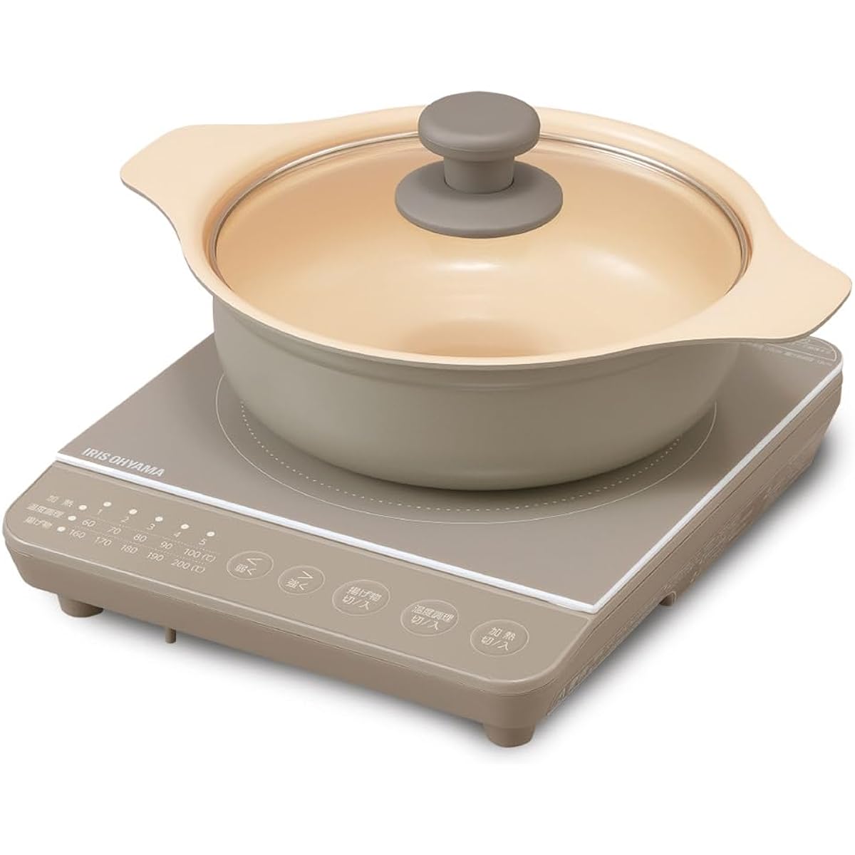 Iris Ohyama IH stove 1000W pot set IHKP-T39220-T Brown