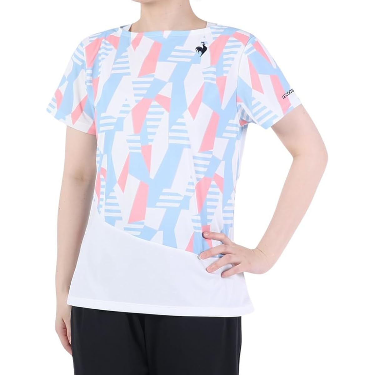[Le Coq Sportif] Short Sleeve Game Shirt, Tennis, Practice Match, Official Game, Sweat Absorbent, UV Protection (UPF15+), Cool to the Touch, Women's