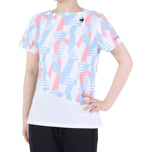 [Le Coq Sportif] Short Sleeve Game Shirt, Tennis, Practice Match, Official Game, Sweat Absorbent, UV Protection (UPF15+), Cool to the Touch, Women's