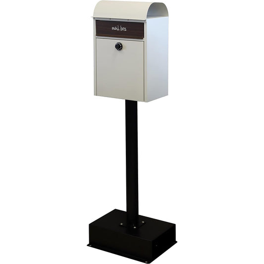 MOJYU Stand Post Gilda Greige SDM-014 Post Mail Box Stylish Mailbox Delivery Box Scandinavian Style with Lock Freestanding Stand High Type Entrance Home Use