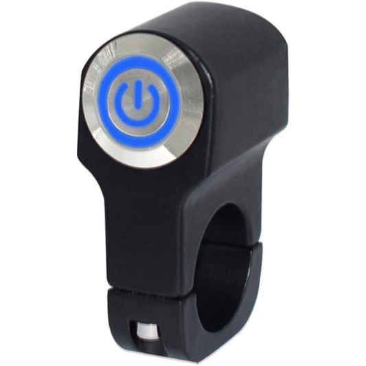 22mm 7/8" ON-Off Motorcycle Switch Handlebar Mount Healite Fog Light Switch with Blue Indicator Light 12V