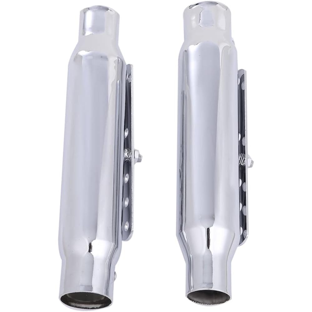 CustomDivine American Short Slip-on Muffler Set of 2 Lunessa Estrella W400 W650 W800 BOLT XL883 GN125 etc. Motorcycle General Purpose External Product (Silver)