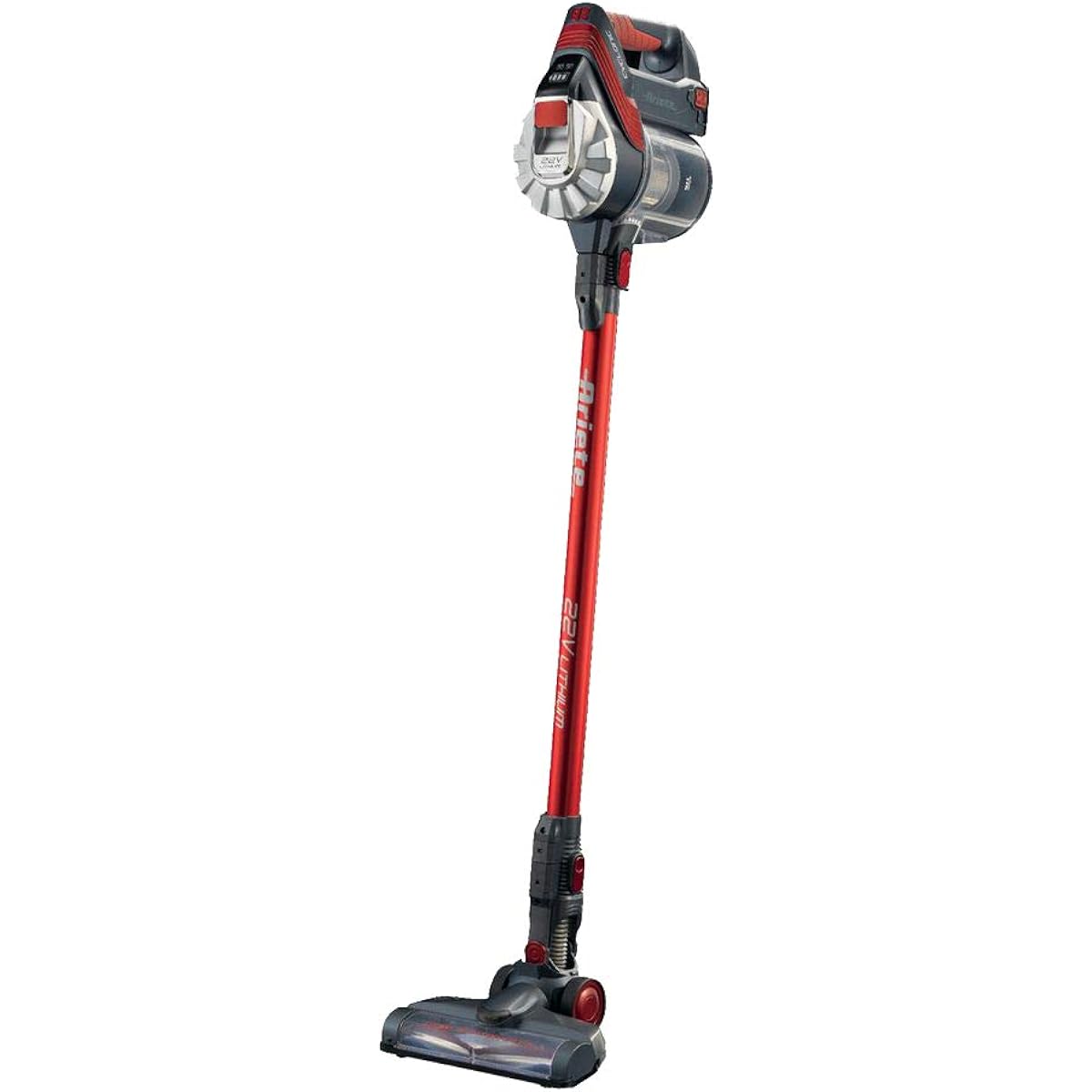 Ariete Stick Cleaner Cordless Rechargeable 2in1 Compact Storage Red 2767, Width 24.5 x Depth 22.5 x Height 122cm