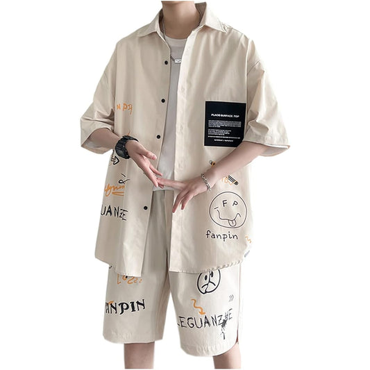 [ANGELCITY] Summer Setup Men's Short Sleeve T-Shirt, Half Pants, Top and Bottom Set, Jersey T-Shirt, Shot Pants, 2 Piece Set, Loungewear, Summer Clothes, Sportswear, Loungewear, Korean, Stylish, Large Size L223