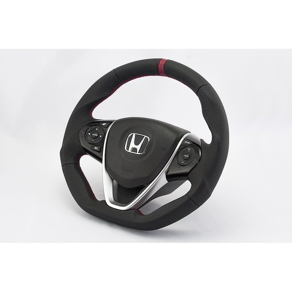 KENSTYLE Original Steering HB02 Honda S660 (JW5) Black Leather/Red Line (Red Stitch)