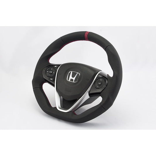 KENSTYLE Original Steering HB02 Honda S660 (JW5) Black Leather/Red Line (Red Stitch)