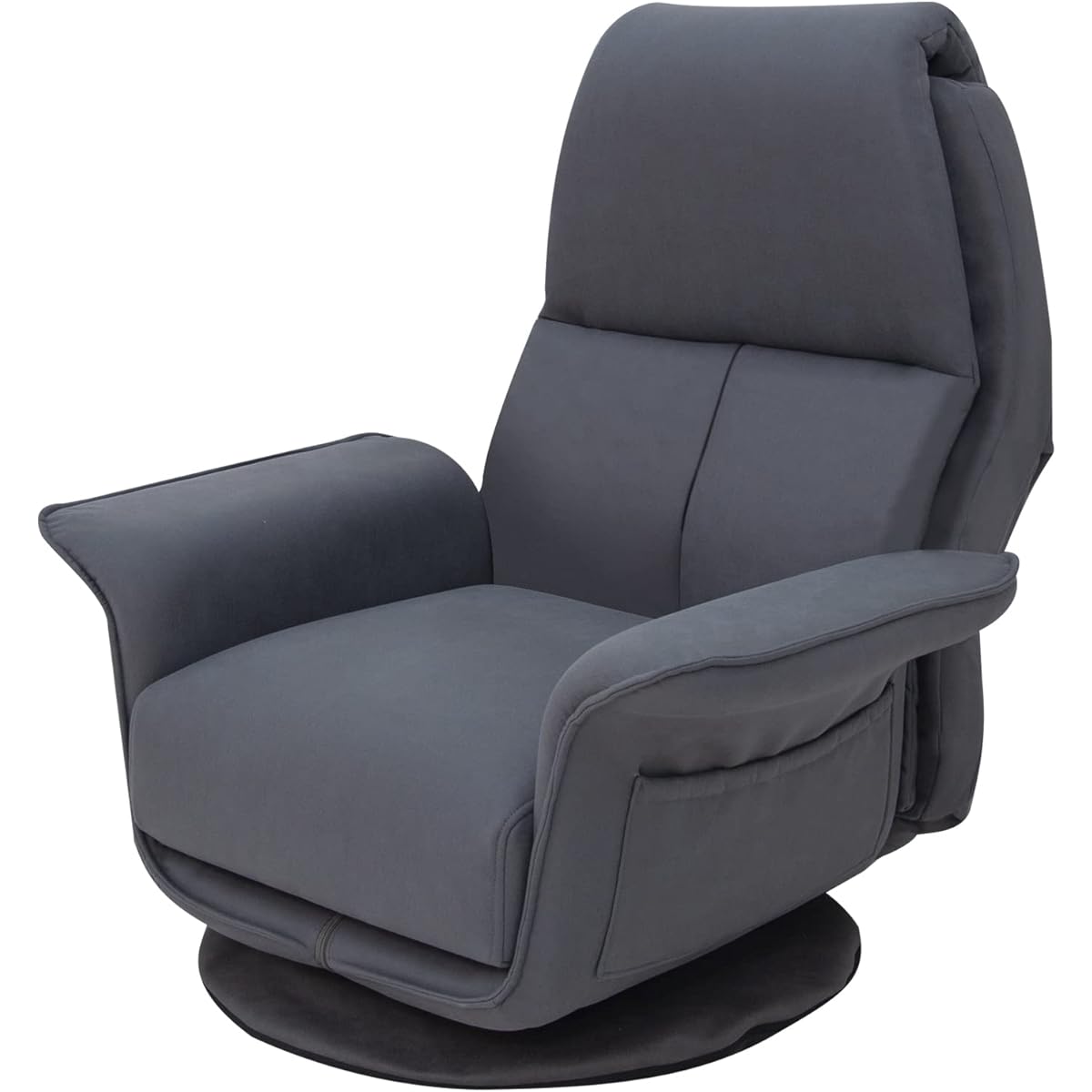 WAVV Swivel Chair, Memory Foam, Volume Seat, High Back Seat, 6 Levels of Reclining, Floor Chair, Armrest Included, Pockets on Both Sides, Waterproof Fabric, Seat Chair (Black)