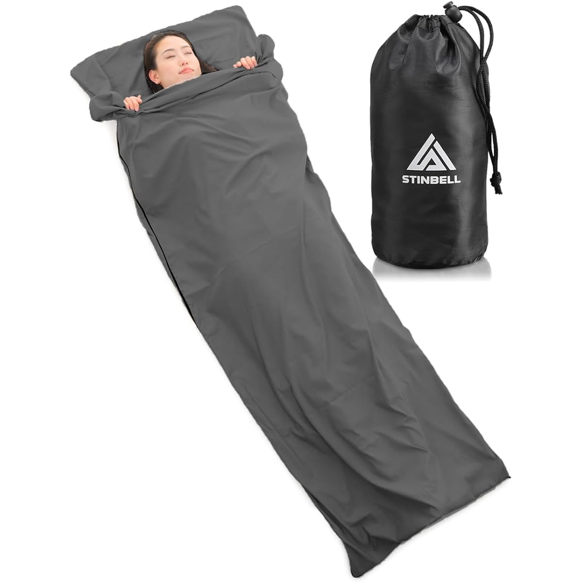 [Recommended by camping association instructors] Inner sleeping bag, lightweight mountaineering inner sheet, double zipper, fully washable, can be opened and closed from the inside, compact design, envelope type, pillow cover included, sleeping in the ca