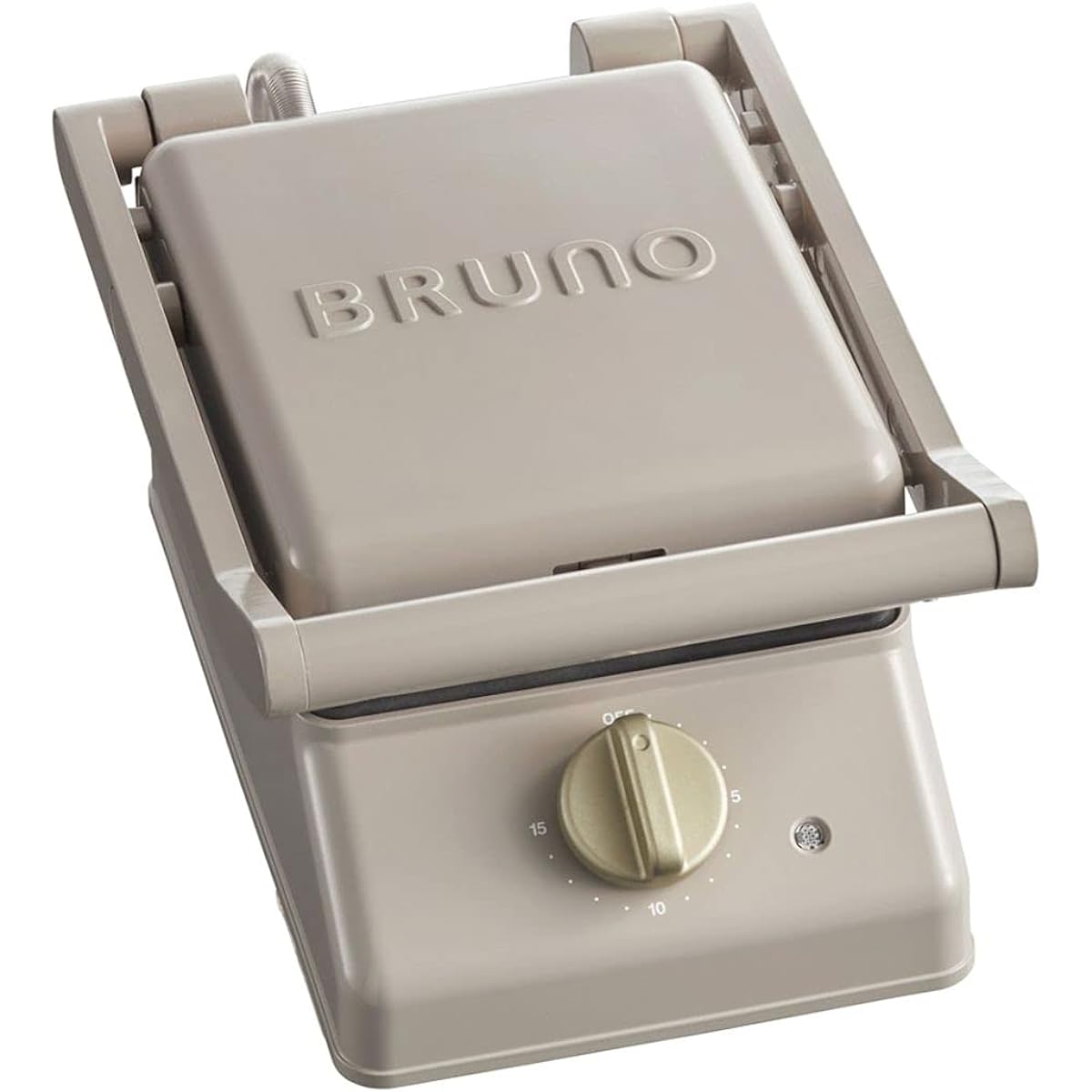 BRUNO Grill Sand Maker, Single Hot Sand Maker, Stylish, Electric, Grills to the ears, Breakfast, Bread, Bread, with Timer, Plate Removable, Greige Bruno BOE083-GRG