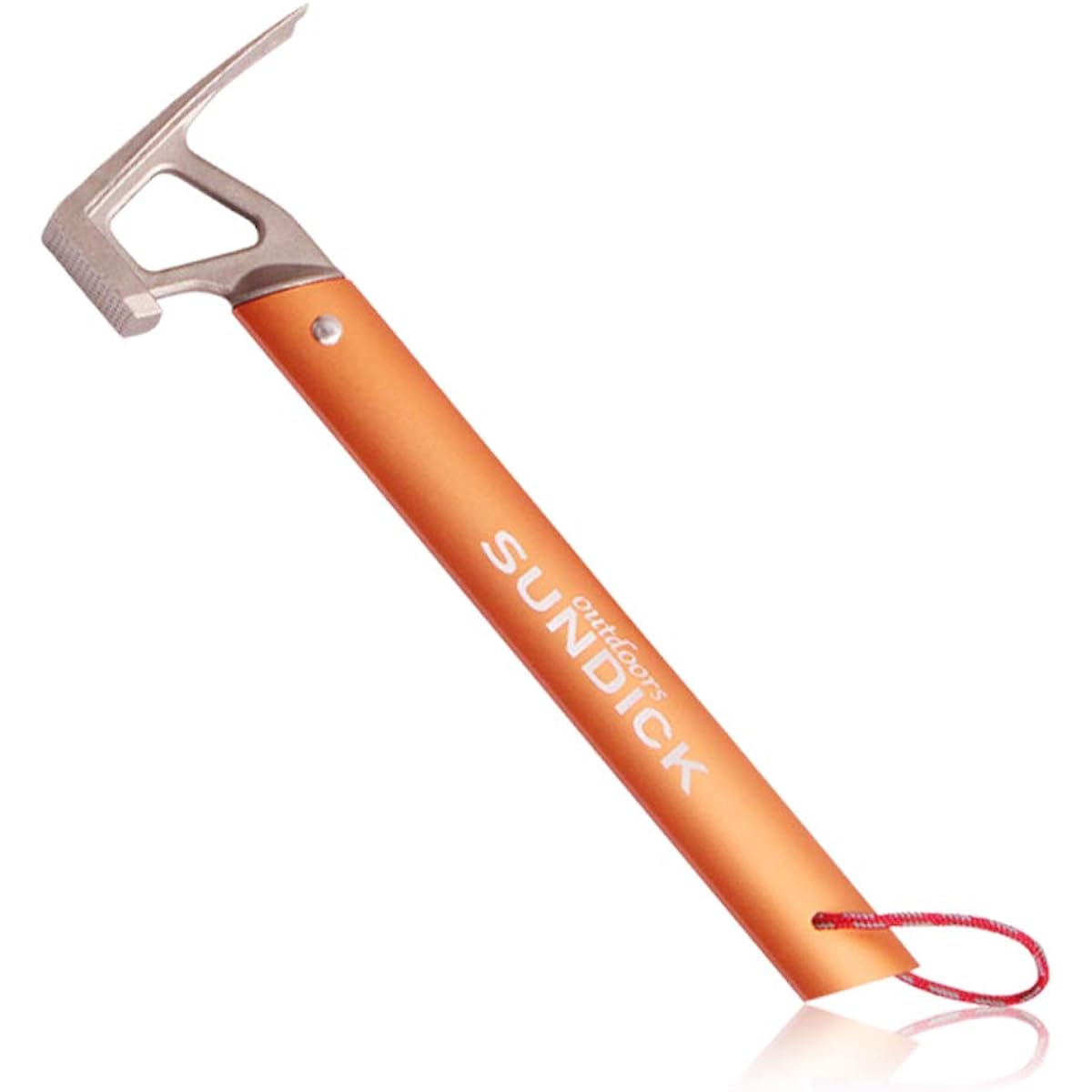 Lightweight outdoor hammer [Orange] Peg hammer, total length 30cm, made of lightweight alloy, only 313g, convenient for outdoor work, easy to carry, hammer, for driving and pulling out pegs, camping tool, can stand on its own, comes with a bottle opener