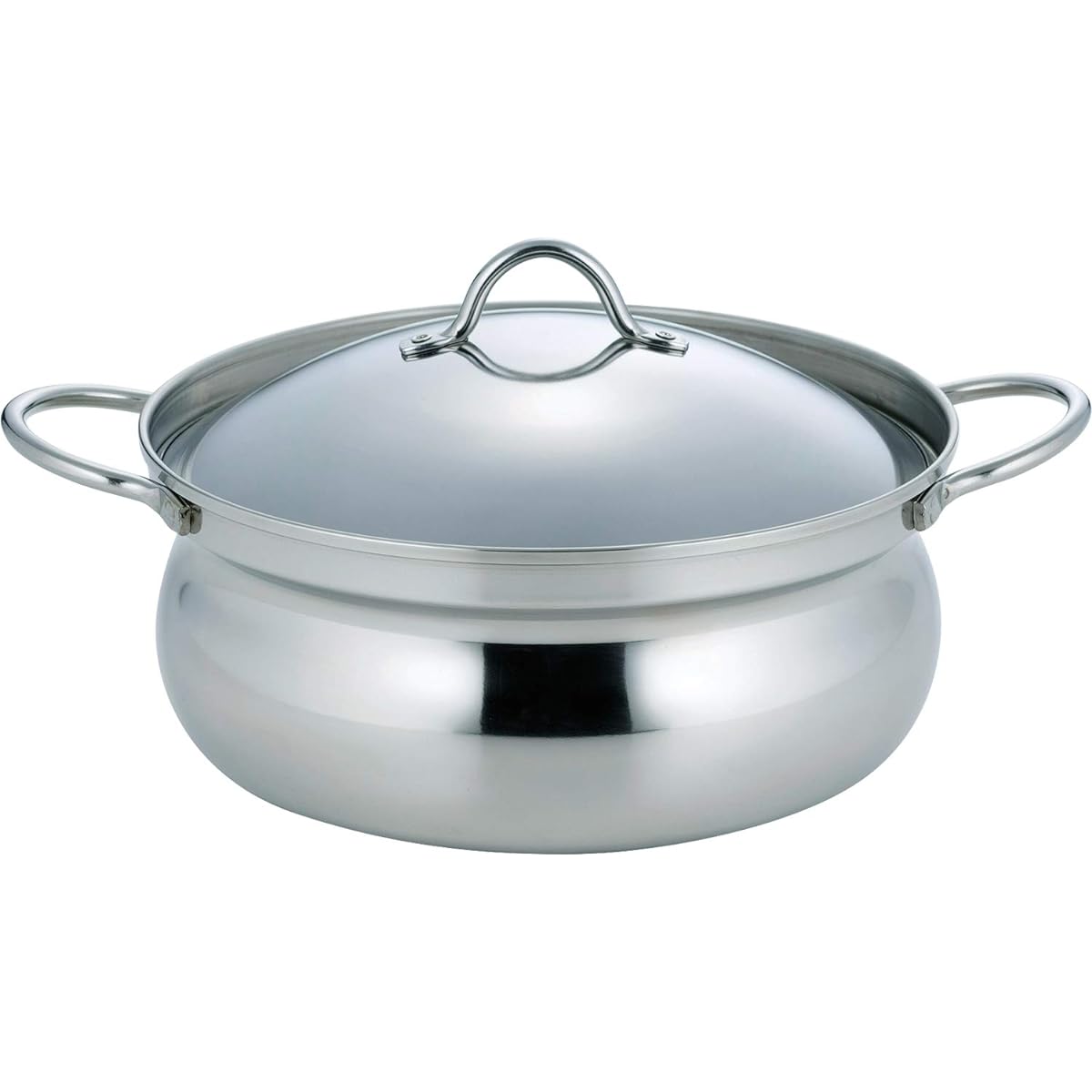 Shimomura Planning Japanese Made Stainless Steel Pot, 22cm, For 1 to 2 People, Earthen Pot, Two Hand Pot, Tabletop Pot, Will Not Break or Chip, Lightweight, 3-layer Steel, Heat Conduction, IH Compatible, 41637