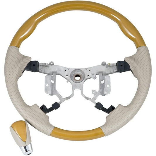 TRISTAR'S [Estima ACR50 GSR50 Series] Standard Steering Shift Knob Yellow Wood Grain Same Color SET