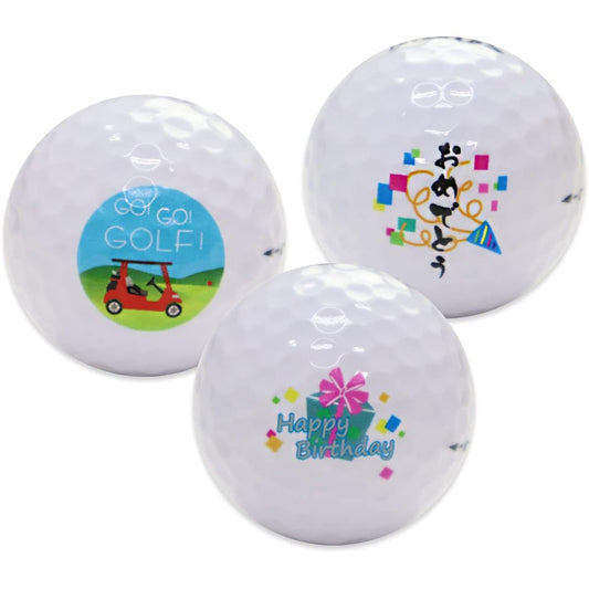 3 illustrated golf balls (SRIXON DISTANCE) with design For gifts, presents, 60th birthday celebrations, retirement gifts, Father's Day, Respect for the Aged Day, Birthdays, Events