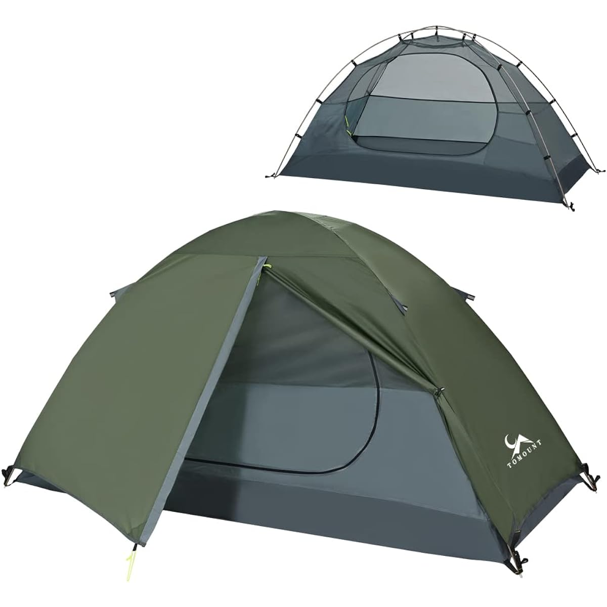 TOMOUNT Solo Tent, 1-2 Person Camping Tent, Double Layer, Free Standing, Water Pressure Resistance 3000mm, Ventilation, Windproof, Lightweight, Compact, For Bikes, Outdoors, Mountain Climbing, Easy Setup, 4 Seasons, Camping