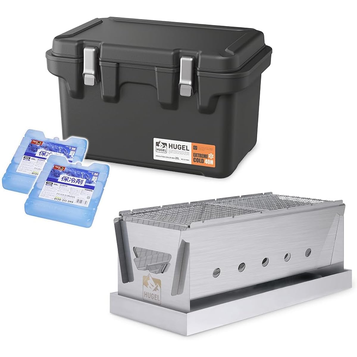 [Set purchase] Iris Ohyama [Camping 2-piece set] Cooler box (with ice pack) & BBQ stove