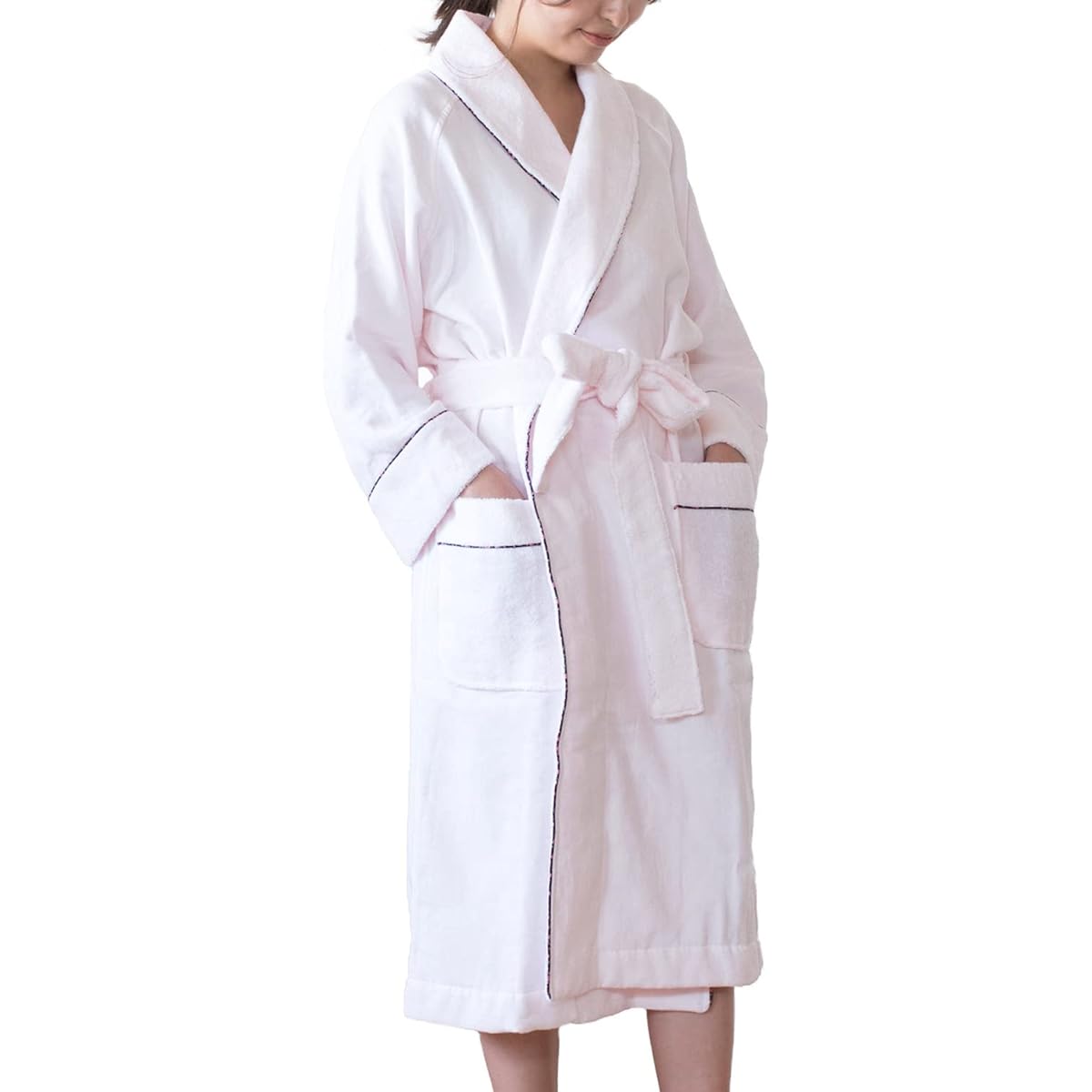 Bloom Imabari Towel Certified Fit-Use Bathrobe Women's Floral Pattern Piping Quick Dry Lightweight Gauze Fabric Cute Made in Japan