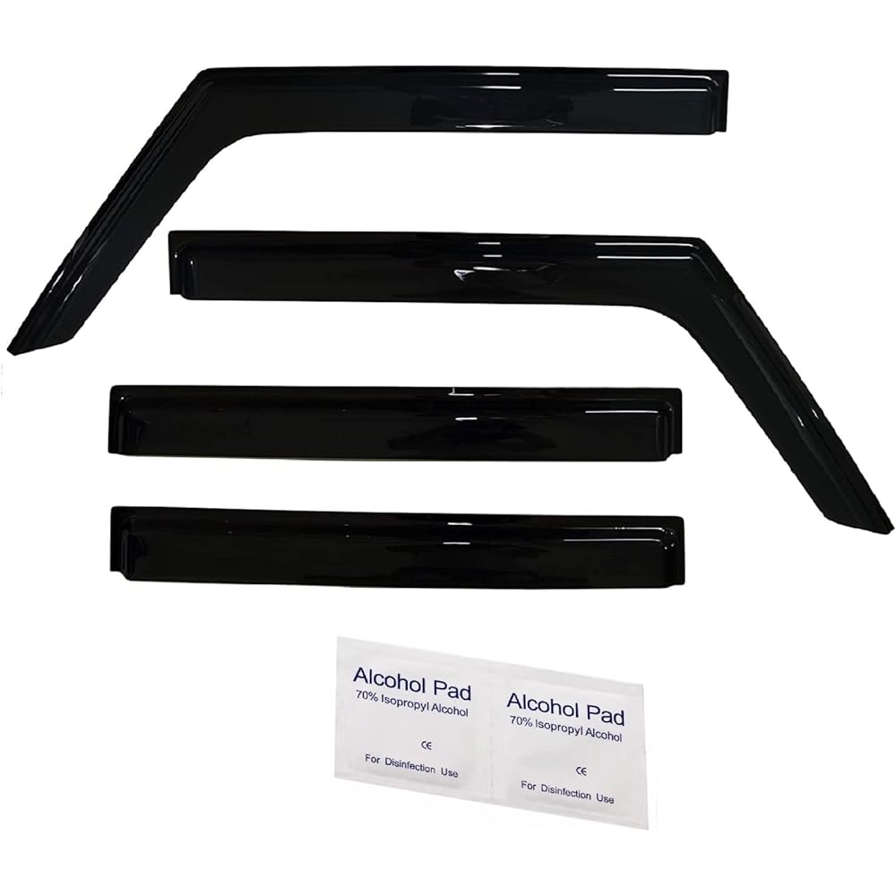 2018-2024 Tape on the side Window Dowdy Viser JEEP WRANGLER JL UNLIMITED 4-door & Jeep Gladiator JT 2020-2023 Smoke Tinted Rain Guard