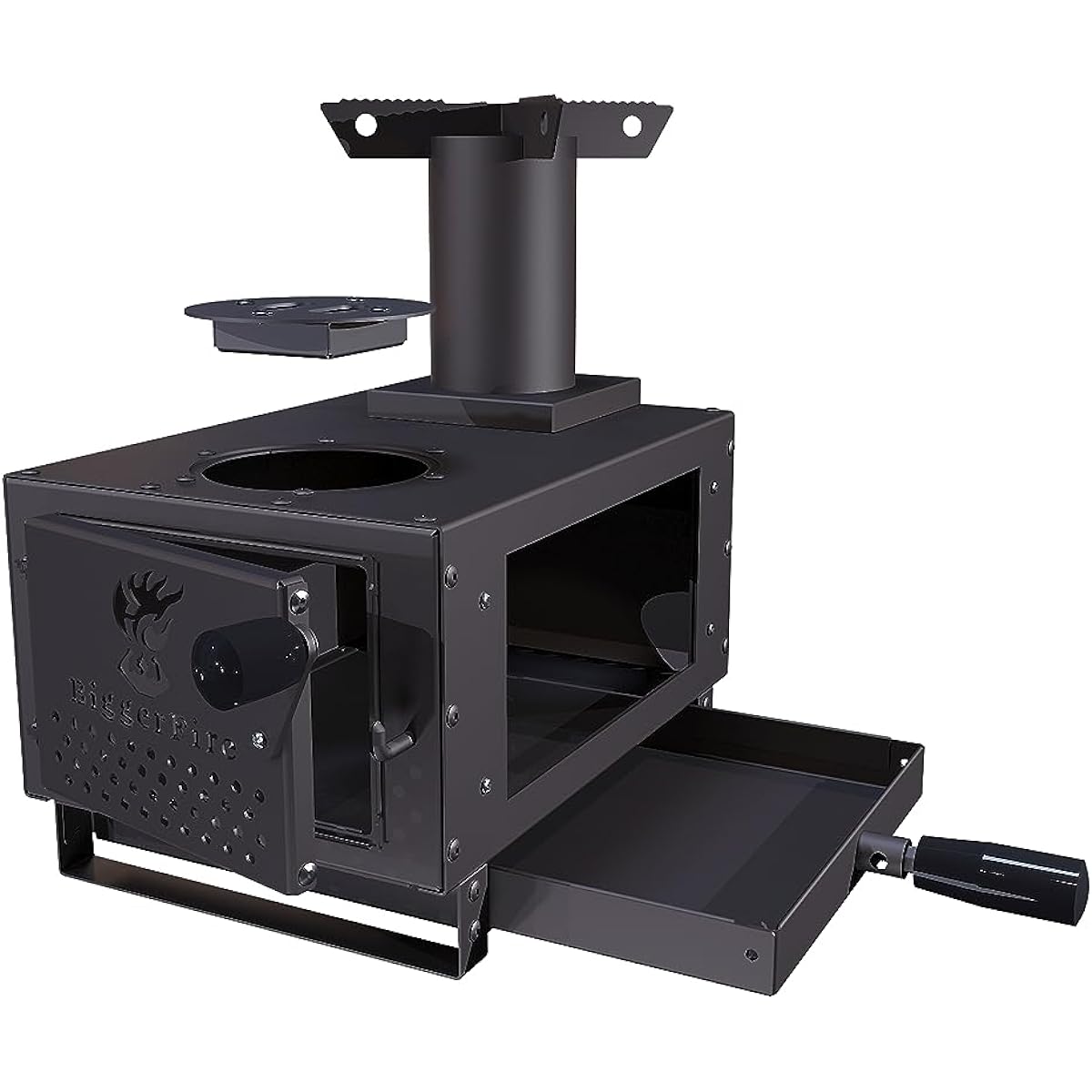 ``New Release'' Wood Stove Bigger Fire with Oven 3-in-1 Camping Heat-resistant Glass Window Mini Wood Stove with Chimney Small Solo Stove Bonfire Stand Compact Outdoor Stove BBQ Cooking Fireplace for Family Tabletop Wood Stove Storage Bag Included