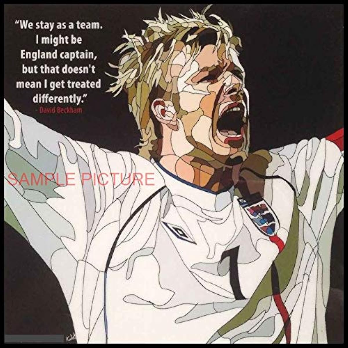 David Beckham England National Team Japan-Korea World Cup Overseas Soccer Graphic Art Panel Wooden Wall Hanging Interior Poster