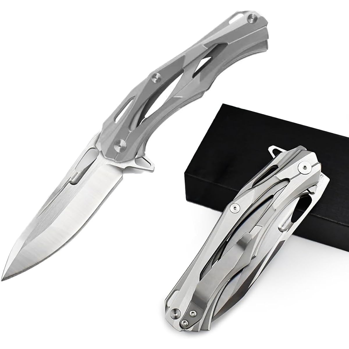 Dcenrun Folding Knife 5Cr15MoV Stainless Steel [The Mechanic II] Skinning Knife Bush Knife Pocket Knife