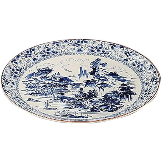 Set of 10 Banko Ware Large Plate Shinsansui 10.0 Round Plate [320 x 35mm] Japanese Tableware for Inns, Restaurants, Restaurants, Commercial Use