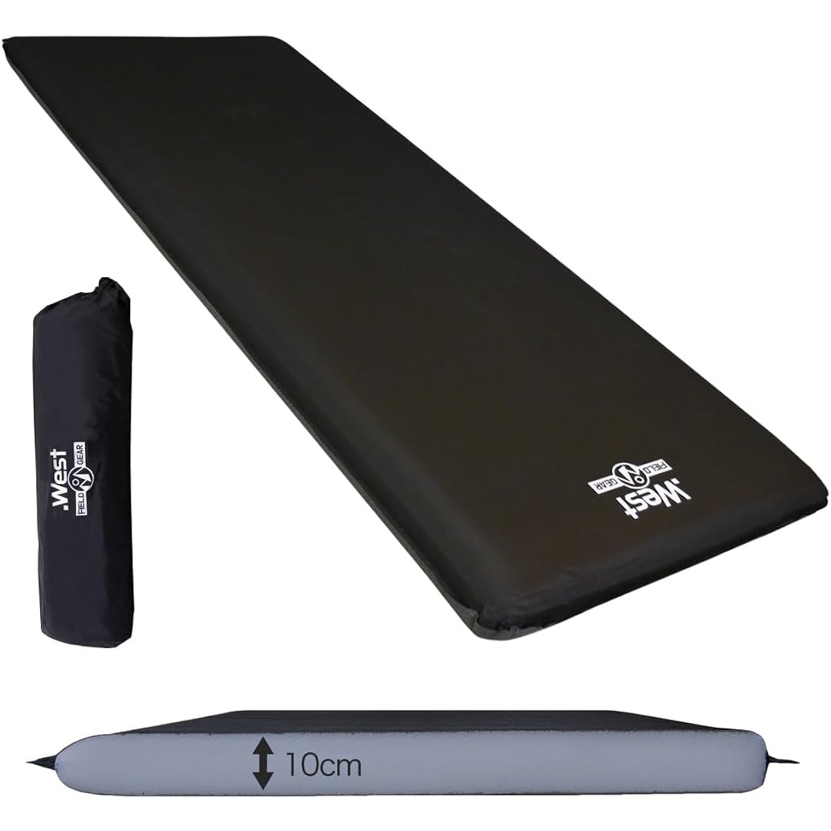 [.West] Inflator Mat, Wide, Extra Thick, 10cm, Camping Mat, Self-Inflating, Storage Bag Included, Car Sleeping Mat, Air Mat, Disaster Prevention Goods, Disaster Prevention Supplies
