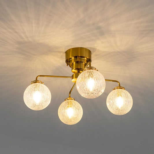 Ceiling Light Stylish 4 Lights LED Scandinavian Brass Glass Living Dining Bedroom Cafe Retro Antique Lighting Fixture Ceiling Light 8 Tatami 10 Tatami E12 Pendant Light Clear CEI-006-JP