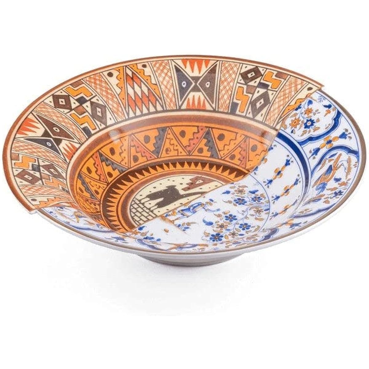 SELETTI Deep Dish Hybrid Bowl 25cm TULA Stylish Hybrid Dish Bowl Tableware Western Oriental Floral Pattern Round Modern Durable