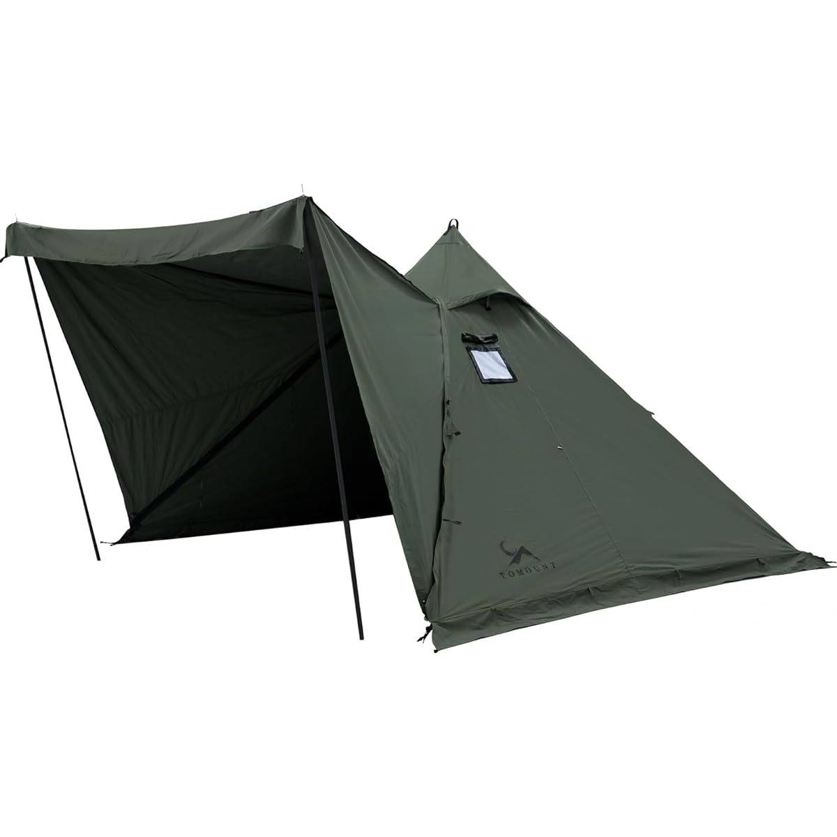 TOMOUNT One Pole Tent 1.7m TC Tent with Chimney Hole Solo Poly Cotton Tent with Side Walls Multifunctional Canopy Suitable for 4 Seasons Easy Setup