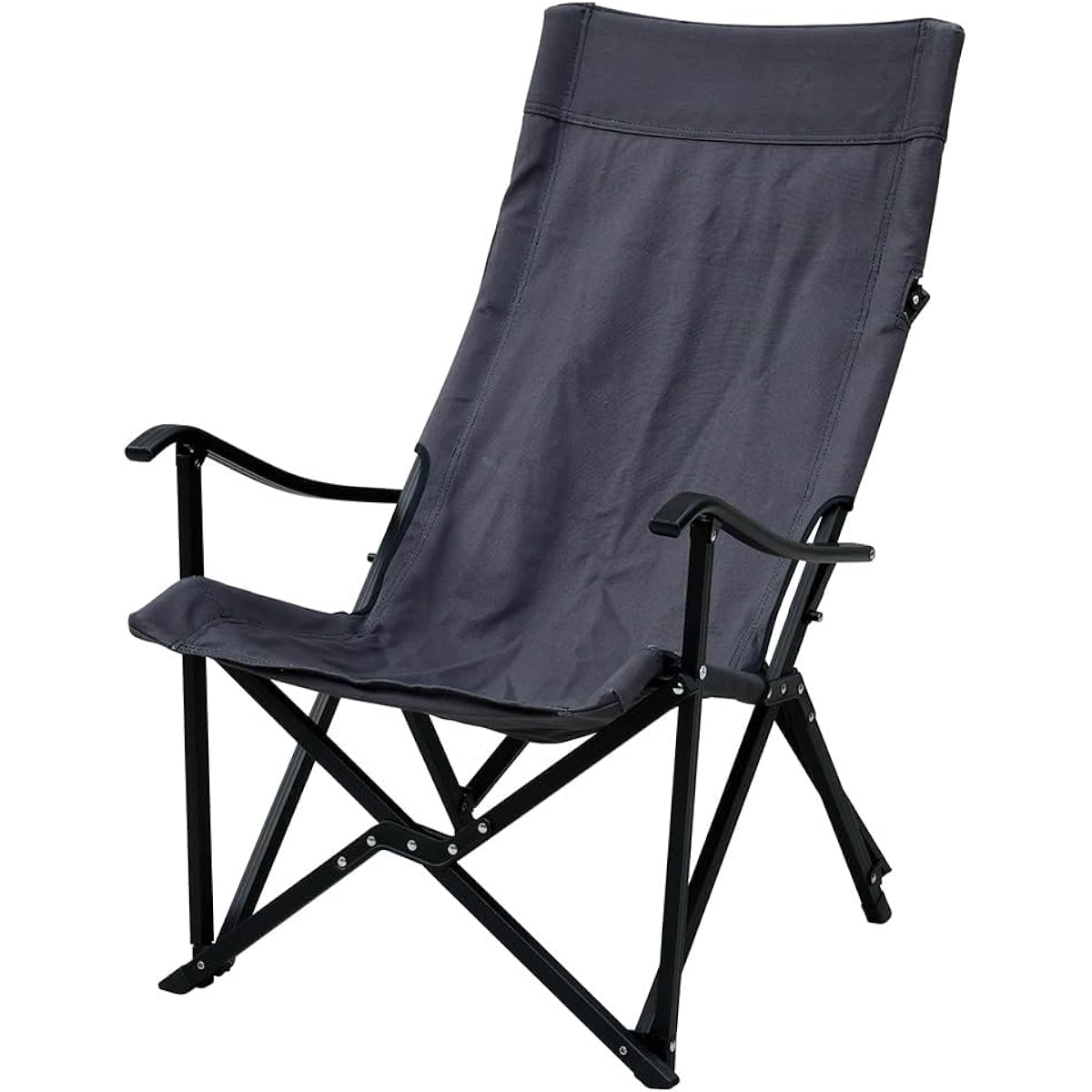 [Yamazen] Campers Collection Spark Resistant Cotton Fabric Tough Light High Back Chair Outdoor Camping Lightweight Compact Storage Storage Bag Included TLHC-01C(GY)