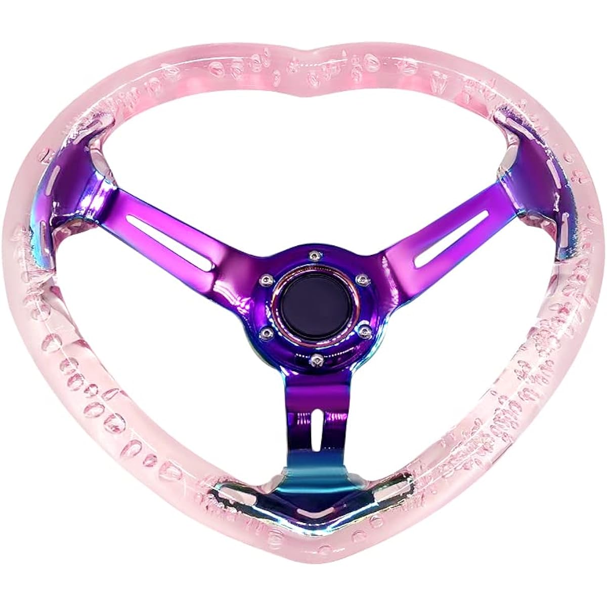 IDAIN Universal Acrylic Racing Handle Heart Type Design Steering Wheel Most Vehicle, Racing Car, RZR, Club Car (Pink)