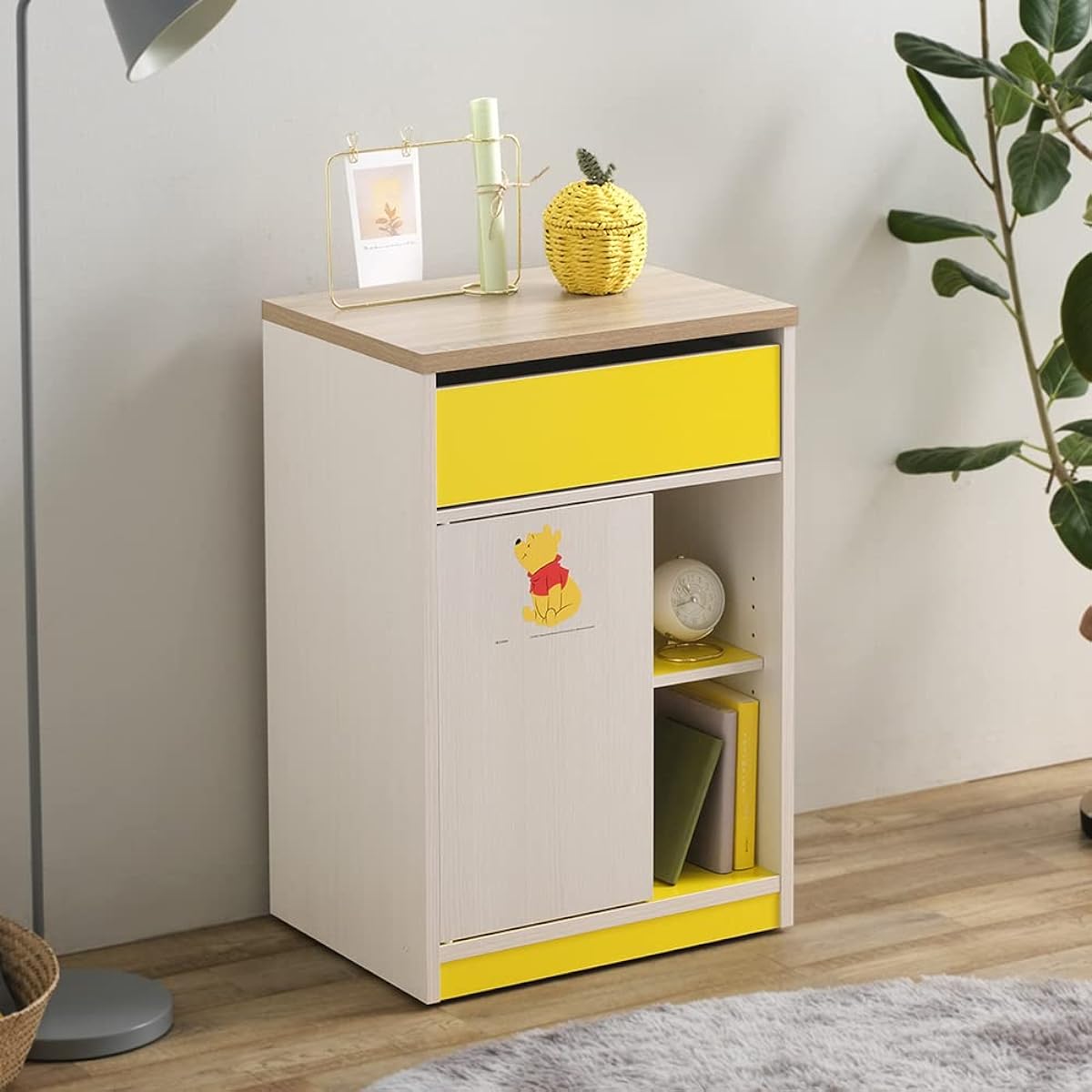 Iris Ohyama Study Desk Chest Side Chest Storage Stationery Wood Side Chest with Casters WSC-468 Winnie the Pooh
