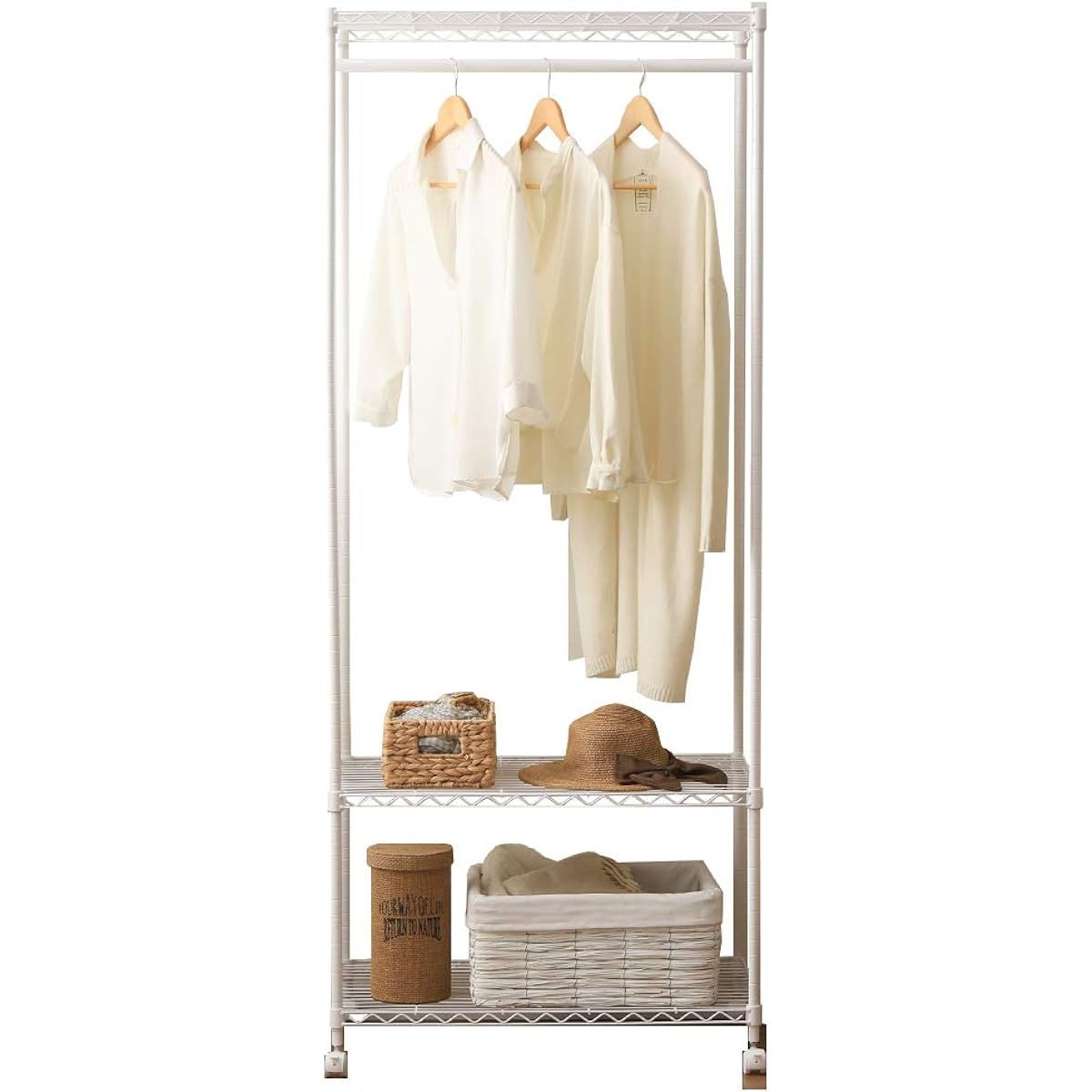 Iris Ohyama Color Rack Metal Rack Wardrobe White with Casters Hanger Rack Clothes Hanging Rust Resistant Width 75 x Depth 45 x Height 182 cm Load Capacity 100 kg Pole Diameter 19 mm Rust Resistant Main Body CMW-75183