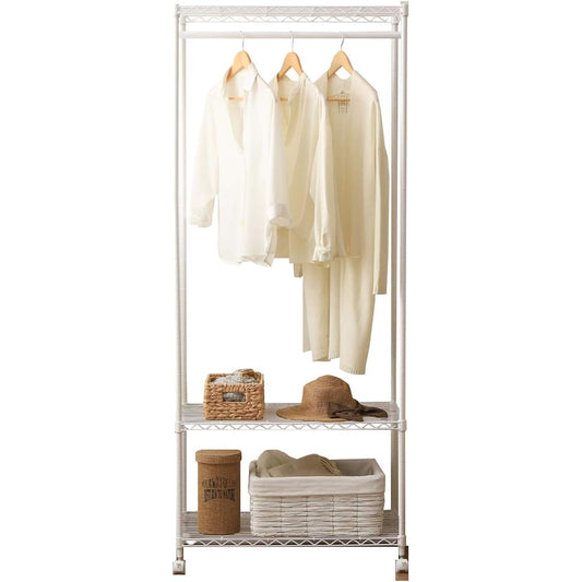 Iris Ohyama Color Rack Metal Rack Wardrobe White with Casters Hanger Rack Clothes Hanging Rust Resistant Width 75 x Depth 45 x Height 182 cm Load Capacity 100 kg Pole Diameter 19 mm Rust Resistant Main Body CMW-75183