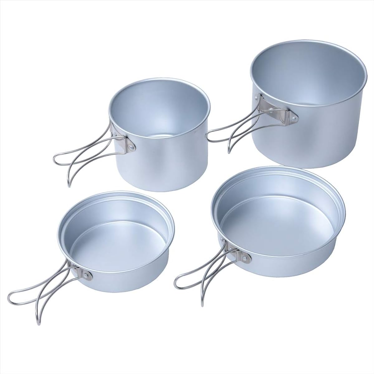 [Simple Plan] Aluminum Cooker Set 4 Pieces Solo Camping Outdoor Disaster Prevention Lightweight Compact Storage Bag Included Silver Aluminum Cooker Combo ACC-4