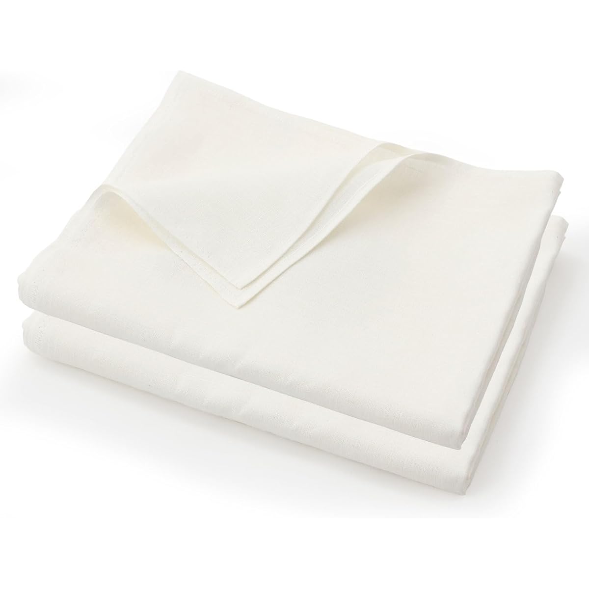 Cadeauya Flat Sheet Standard Single for Japanese Futon (Set of 2/Linen/White) Smooth, Non-stuffy, Absorbent, Quick Drying (150 x 250cm)