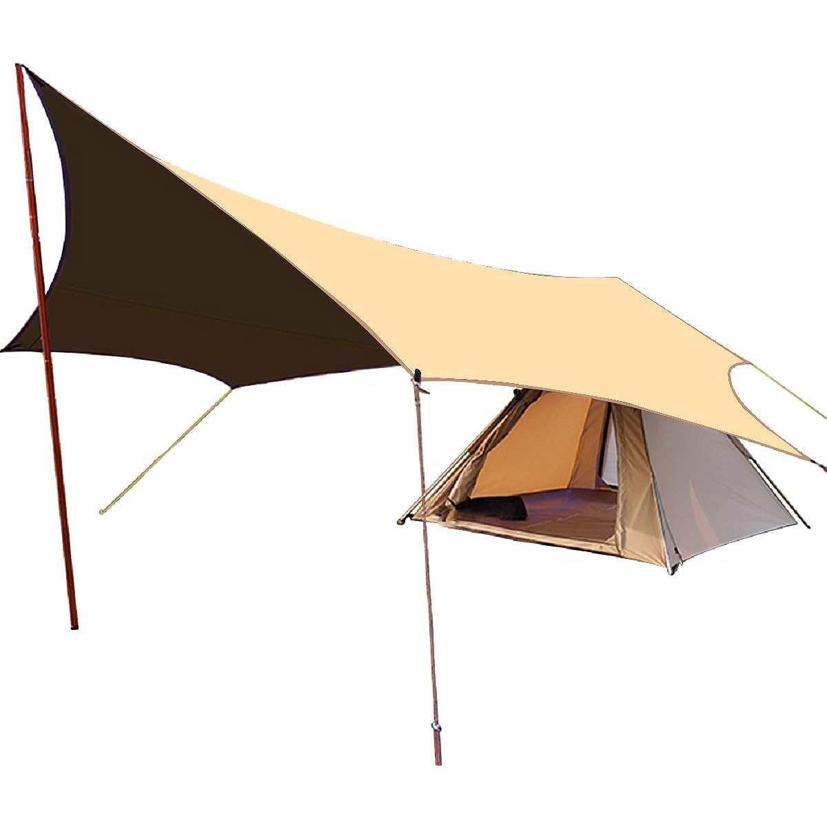 Tarp TC Tarp (4.3m*4m) Waterproof Tarp Octatarp Sunshade Camping Gear Outdoor Sunshade Polycotton Bonfire Tarp (Cream Color)
